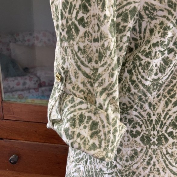 Cathy Green/Cream Pullover Top, Size L - Picture 3 of 6